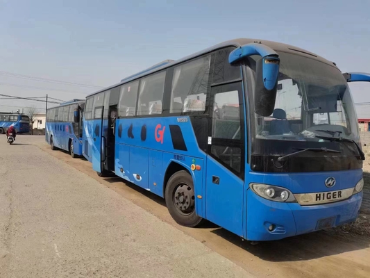 Plus haut autobus utilisé KLQ6115 d'autobus de la couleur 59 de sièges de Yuchai du moteur 280hp 2+3 de sièges de disposition de 2ème entraînement bleu diesel de main