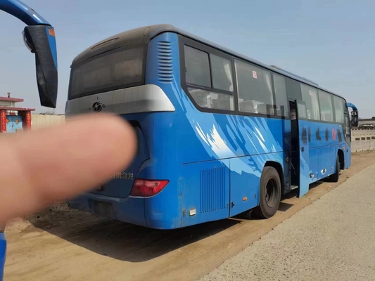 Plus haut autobus utilisé KLQ6115 d'autobus de la couleur 59 de sièges de Yuchai du moteur 280hp 2+3 de sièges de disposition de 2ème entraînement bleu diesel de main