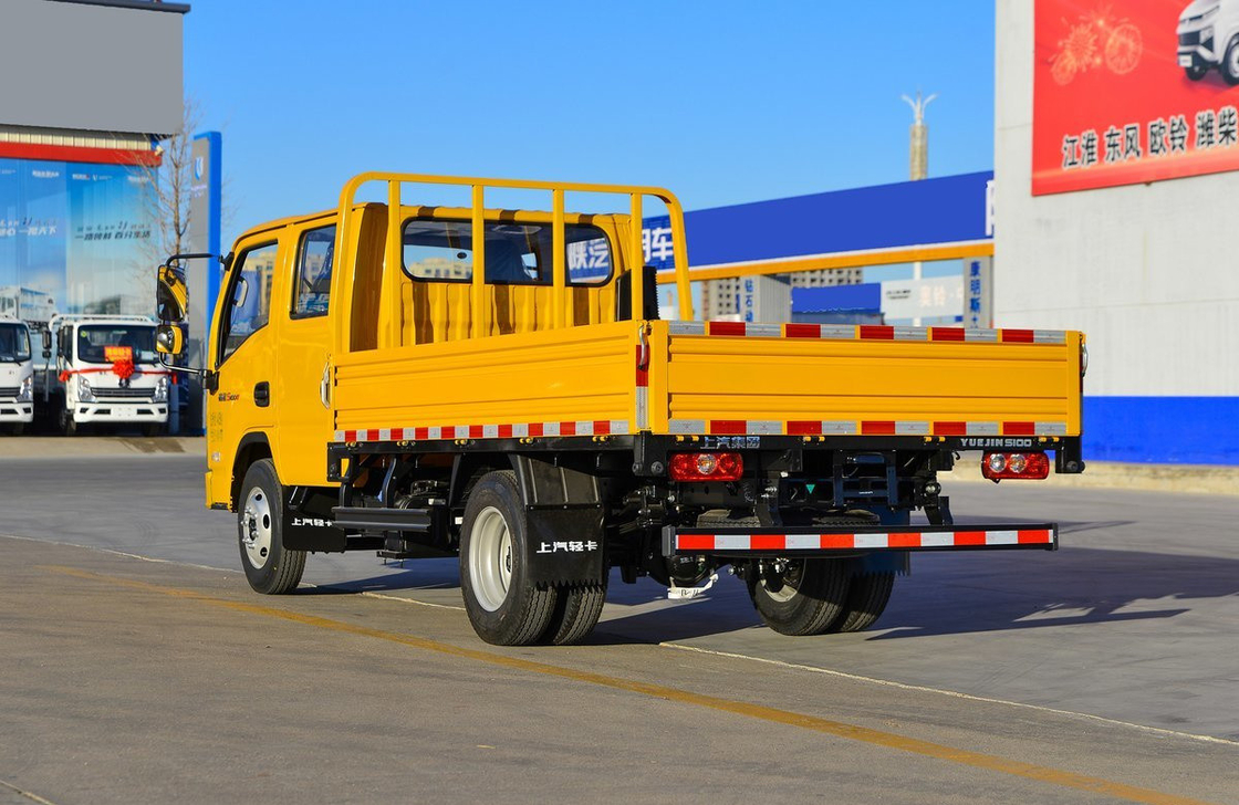 5 tonnes de camion 2 rangées de cabine 2 + 3 sièges Lit plat Boîte avec 3,2 mètres moteur Yunei 116 ch