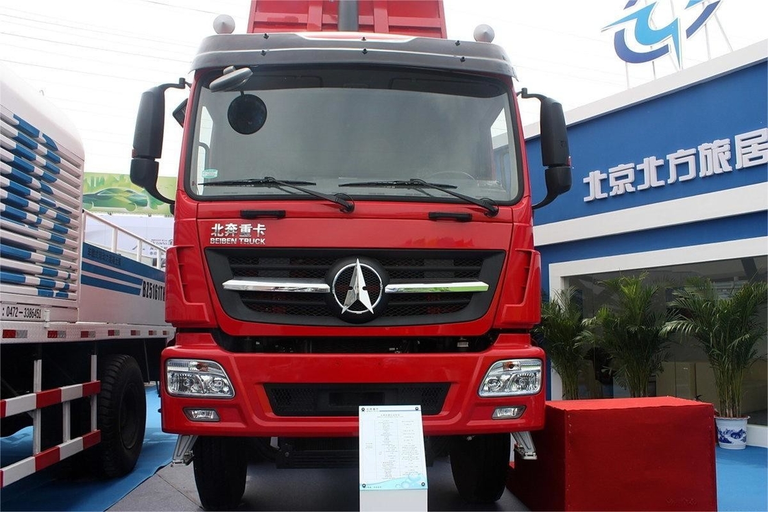 Chariot de décharge lourd 340 HP 8X4 7,2m Corps rouge climatiseur monté sur le dessus Marque Beiben