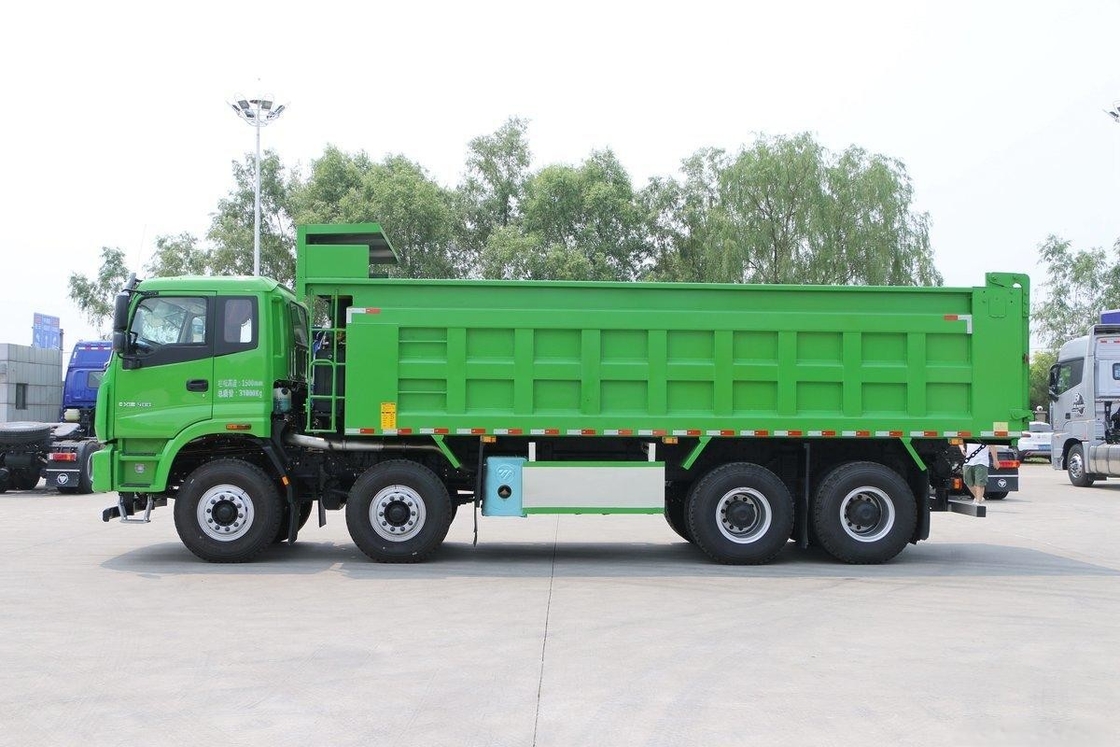 Auman Nouveau camion de décharge ETX 400 chevaux 8x4 7,4m 31t Flip arrière grille en forme de U Boîte de chargement Flip arrière EURO 5