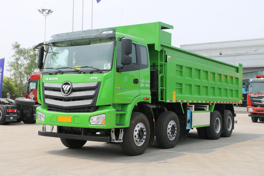 Auman Nouveau camion de décharge ETX 400 chevaux 8x4 7,4m 31t Flip arrière grille en forme de U Boîte de chargement Flip arrière EURO 5