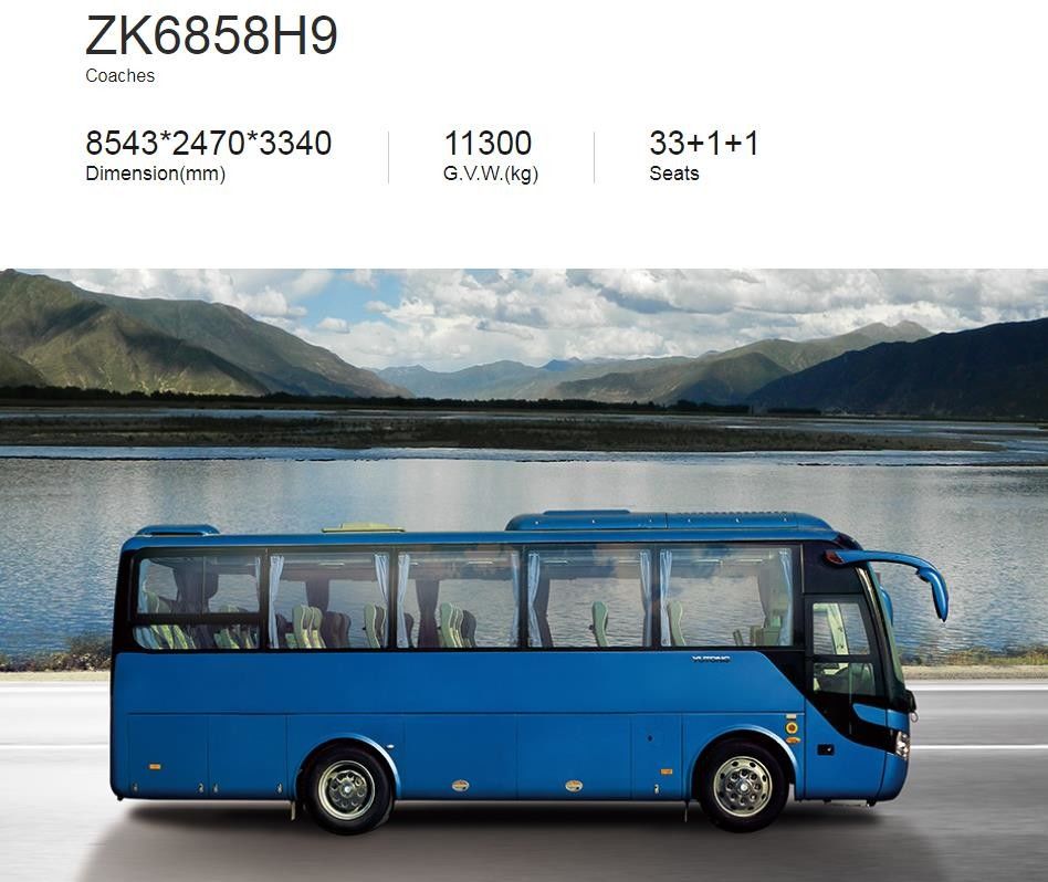 6 sièges arrière ZK6858 du moteur 35 autobus de tout neuf de yutong de pneu avec le prix de disoucnt dans la promotion